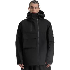 GSOU SNOW Men Ski Jacket Snowboard Waterproof Baggy Snow Coat Warm Winter Sport Hooded(Black 1)