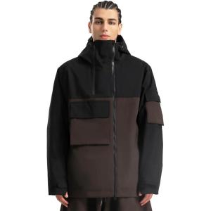 GSOU SNOW Men Ski Jacket Snowboard Waterproof Baggy Snow Coat Warm Winter Sport Hooded(Black Coffee)