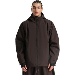 GSOU SNOW Men Ski Jacket Snowboard Waterproof Baggy Snow Coat Warm Winter Sport Hooded(Dark Coffee)