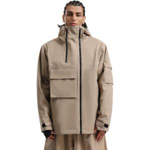 GSOU SNOW Men Ski Jacket Snowboard Waterproof Baggy Snow Coat Warm Winter Sport Hooded(Khaki 1)