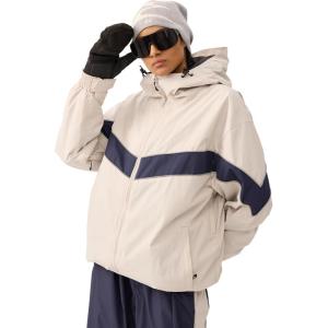 GSOU SNOW Men Snowboard Jacket Ski Baggy Women Snow Coat Waterproof Winter Sport Hooded Reflective Strip(Beige)
