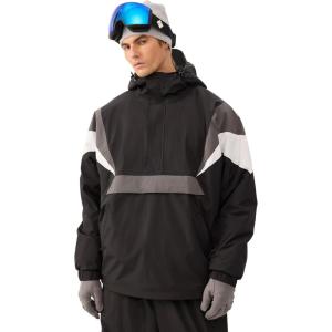 GSOU SNOW Men’s Baggy Snowboard Jackets Waterproof Ski Jacket Women Insulated Pullover 2L Snow Coat(Black+grey)