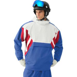 GSOU SNOW Men’s Baggy Snowboard Jackets Waterproof Ski Jacket Women Insulated Pullover 2L Snow Coat(White-blue)