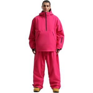 GSOU SNOW Mens Ski Jacket and Pants Set Ski Suit Snowboard Pants Mens Snow Suit Snowboarding Jacket Waterproof Windproof(Rose Red)