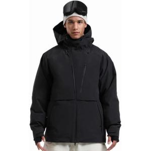 GSOU SNOW Men’s Snowboard Jacket Waterproof Ski Coat Winter Snow Insulated Windproof Jacket(Black)