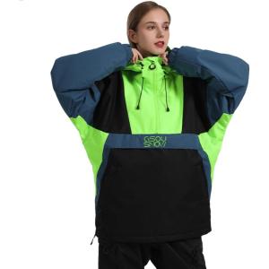 GSOU SNOW Ski Jacket Waterproof Windproof Snowboarding Men Women Insulated Warm Fabric(Black Green)