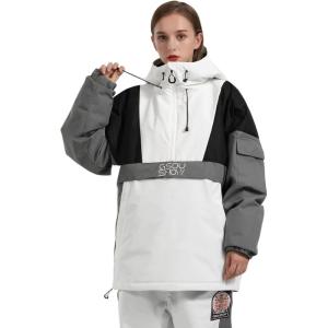 GSOU SNOW Ski Jacket Waterproof Windproof Snowboarding Men Women Insulated Warm Fabric(White)