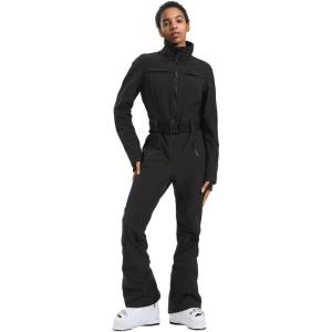 GSOU SNOW Ski Suit Women Snowsuit Slim One Piece Jumpsuit Snow Jackets Waterproof Winter Windproof Outdoor Sports Warm(Black 2)