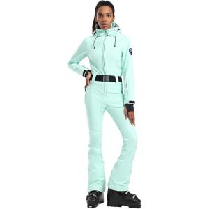 GSOU SNOW Ski Suit Women Snowsuit Slim One Piece Jumpsuit Snow Jackets Waterproof Winter Windproof Outdoor Sports Warm(Green)