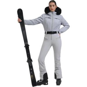GSOU SNOW Ski Suit Women Snowsuit Slim One Piece Jumpsuit Snow Jackets Waterproof Winter Windproof Outdoor Sports Warm(Grey)
