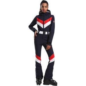 GSOU SNOW Ski Suit Women Snowsuit Slim One Piece Jumpsuit Snow Jackets Waterproof Winter Windproof Outdoor Sports Warm(Navy Blue)