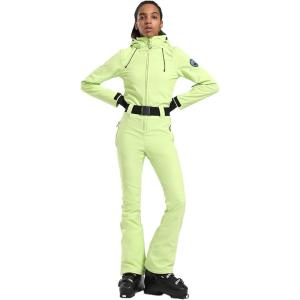 GSOU SNOW Ski Suit Women Snowsuit Slim One Piece Jumpsuit Snow Jackets Waterproof Winter Windproof Outdoor Sports Warm(Yellow Green)