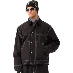 GSOU SNOW Snowboard Jacket Men Ski Jackets Women Snow Jacket Snowboarding Coat Mountain Hooded Waterproof Windproof(Black 1)