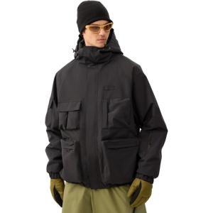 GSOU SNOW Snowboard Jacket Men Ski Jackets Women Snow Jacket Snowboarding Coat Mountain Hooded Waterproof Windproof(Black-03)