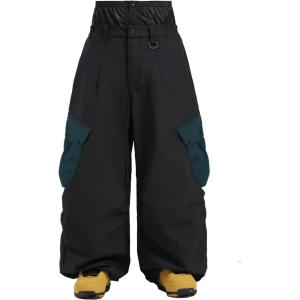 GSOU SNOW Womens Mens Baggy Snow Pants Cargo Snowboard Pants Ski Super Loose Sport Outdoor Insulation Waterproof(Black Green)