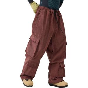 GSOU SNOW Womens Mens Baggy Snow Pants Cargo Snowboard Pants Ski Super Loose Sport Outdoor Insulation Waterproof(Burgundy4)