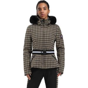 GSOU SNOW Women’s Ski Jacket Snowboard Warm Winter Short Slim Snow Coat Jacket Mountain Windproof Waterproof Insulated Hooded(Brown)