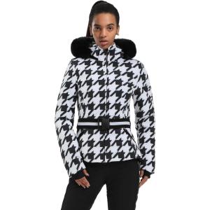 GSOU SNOW Women’s Ski Jacket Snowboard Warm Winter Short Slim Snow Coat Jacket Mountain Windproof Waterproof Insulated Hooded(White)