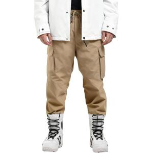 GSOU SNOW Womens Ski Pants Mens Snowboard Pants Waterproof Snow Pants for Winter Outdoor Sport Warm(Beige-2)
