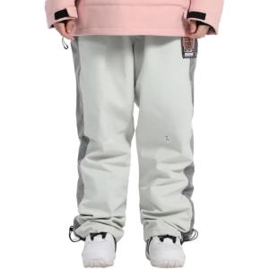 GSOU SNOW Womens Ski Pants Mens Snowboard Pants Waterproof Snow Pants for Winter Outdoor Sport Warm(White-2)