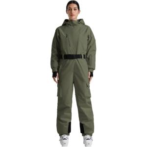 GSOU SNOW Womens Ski Suit One Piece Snow Suit Asymmetric Design Utility Jumpsuit Jacket Waterproof Insulated for Snow Sports(Army Green)