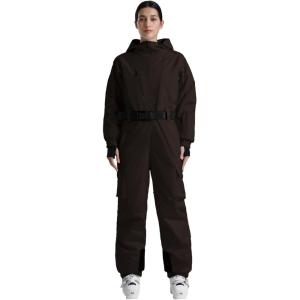 GSOU SNOW Womens Ski Suit One Piece Snow Suit Asymmetric Design Utility Jumpsuit Jacket Waterproof Insulated for Snow Sports(Dark Coffee)