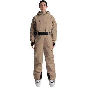 GSOU SNOW Womens Ski Suit One Piece Snow Suit Asymmetric Design Utility Jumpsuit Jacket Waterproof Insulated for Snow Sports(Khaki)