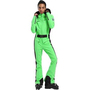 GSOU SNOW Womens Ski Suit One Piece Snowsuit Snowboard Slim Insulated Jumpsuit Jacket Waterproof Windproof for Outdoor Sports(Green)