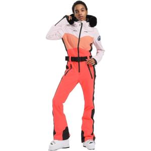 GSOU SNOW Womens Ski Suit One Piece Snowsuit Snowboard Slim Insulated Jumpsuit Jacket Waterproof Windproof for Outdoor Sports(Orange 1)