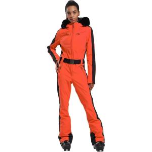 GSOU SNOW Womens Ski Suit One Piece Snowsuit Snowboard Slim Insulated Jumpsuit Jacket Waterproof Windproof for Outdoor Sports(Orange)