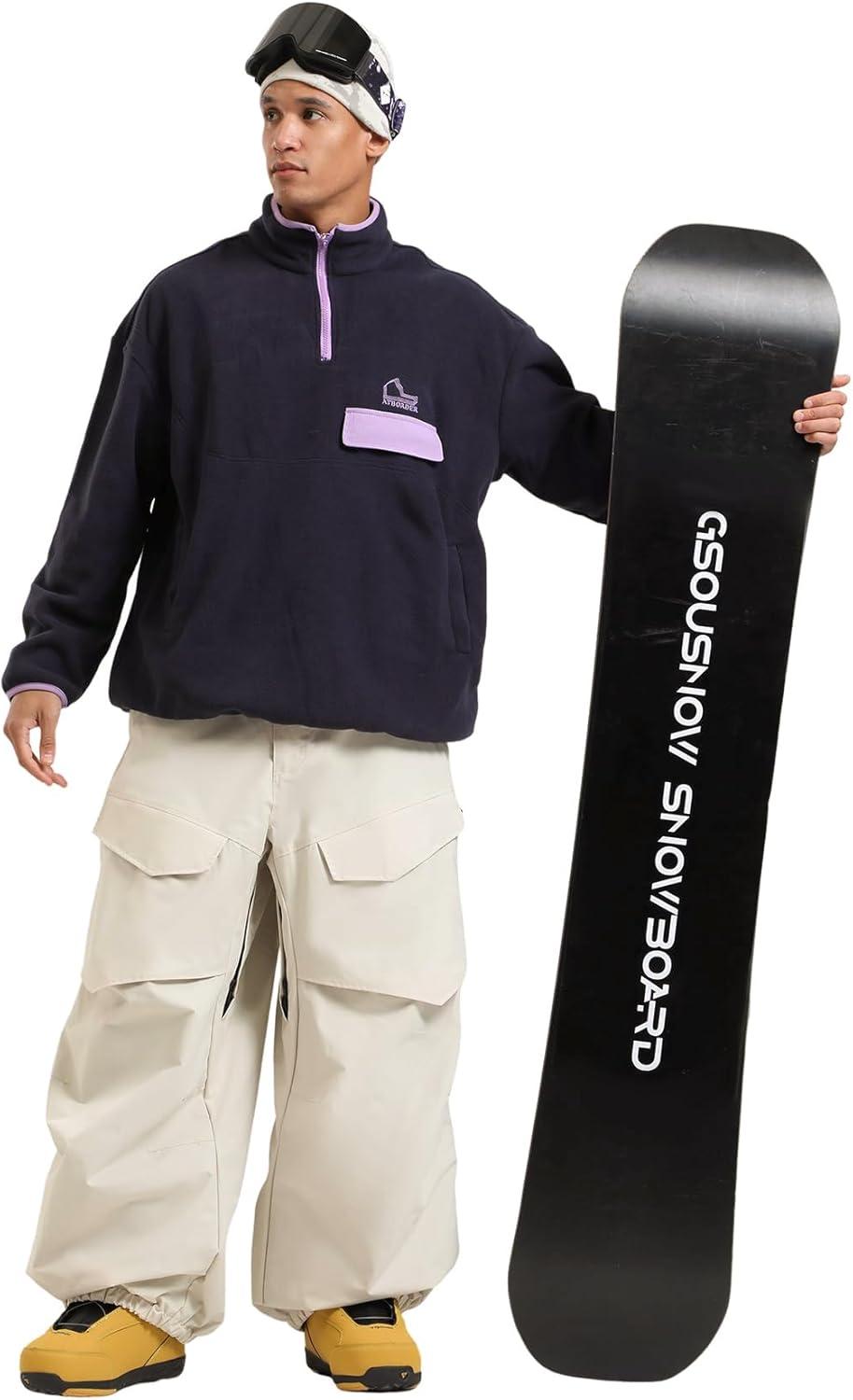 image:imageGSOU SNOW Men Snow Pants Baggy Snowboard Pants Women Ski Pants Sport Insulated Loose Waterproof Windproof Winter Hiking WarmBeige
