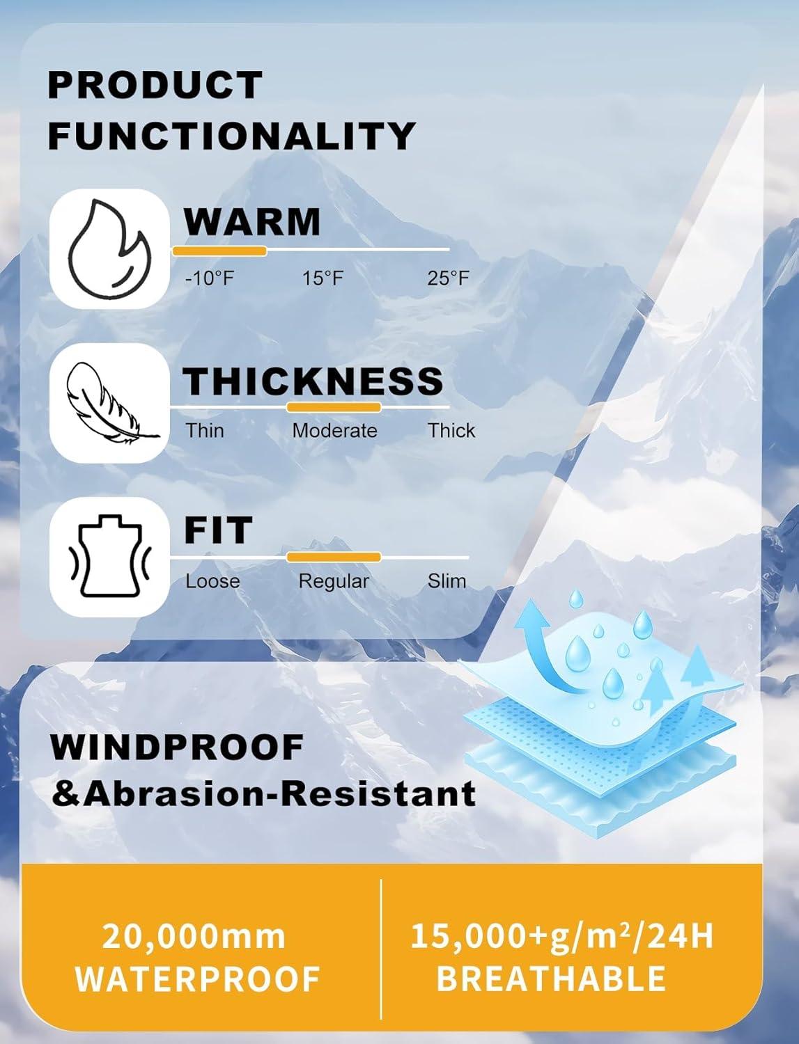 image:imageGSOU SNOW Mens Baggy Snowboard Pants Women Ski Pant Loose Fit Snow Pants Insulated Windproof Waterproof Hiking Winter OutdoorBeige