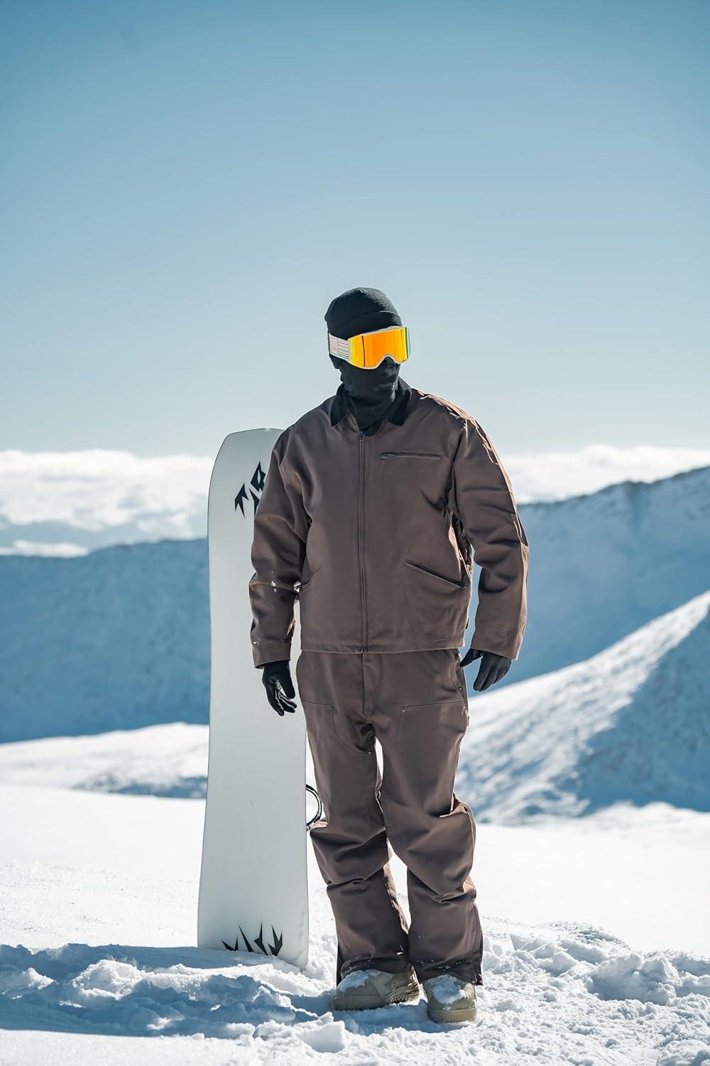 image:imageGSOU SNOW Mens Baggy Snowboard Pants Women Ski Pant Loose Fit Snow Pants Insulated Windproof Waterproof Hiking Winter OutdoorKhaki