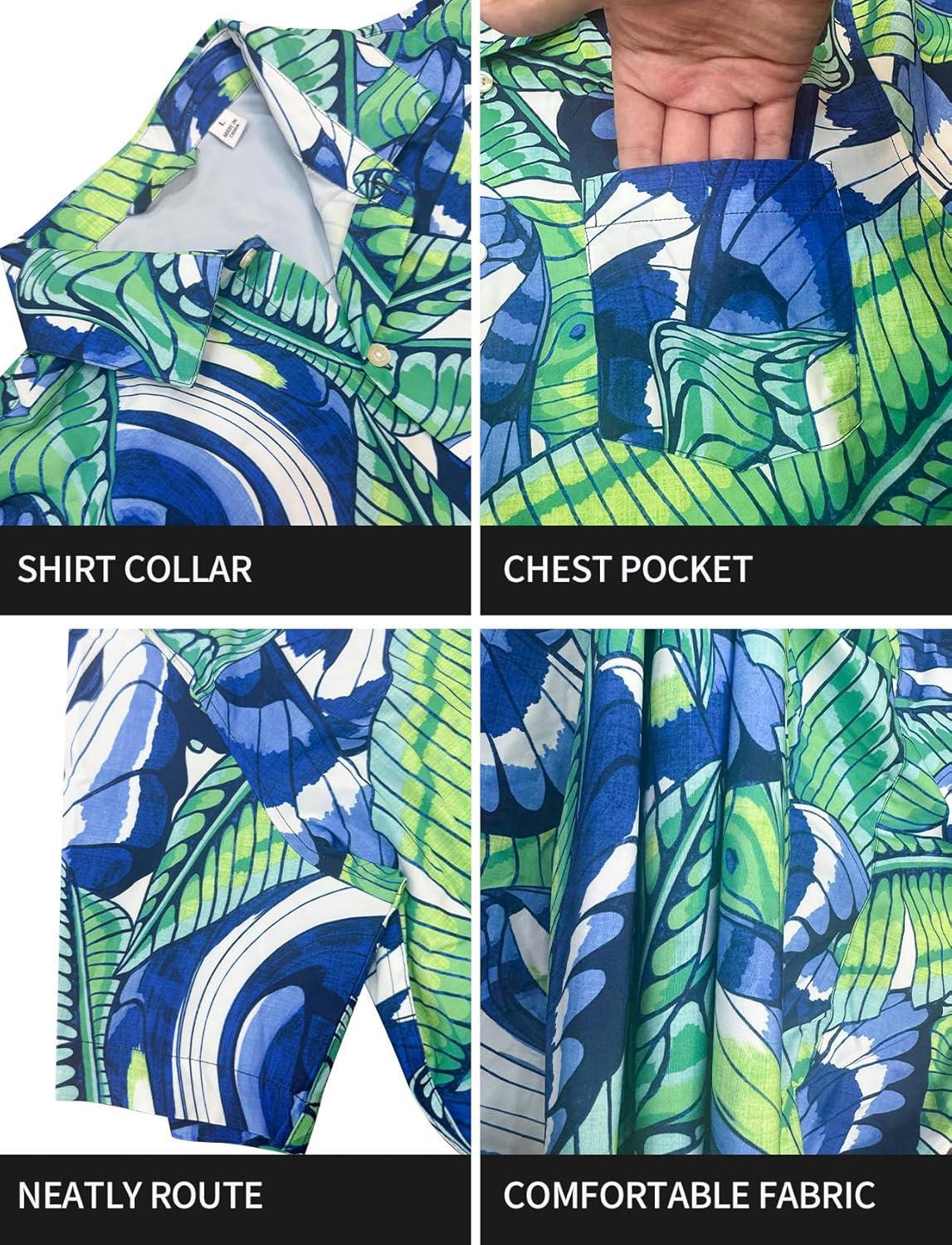 image:imageGSOU SNOW Mens Fishing Shirts Short Sleeve Button Up Hiking Shirt Cooling Quick Dry VentedGreen Leaf