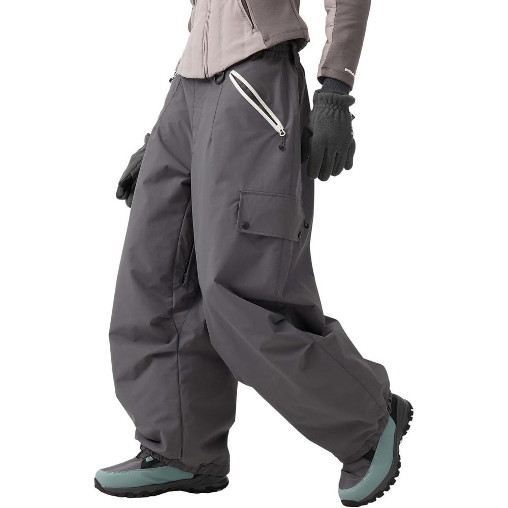 image:imageGSOU SNOW Men Super Baggy Ski Pants Loose Snowboard Pants Women Snow Sport Insulated Waterproof Windproof Outdoor SportGrey