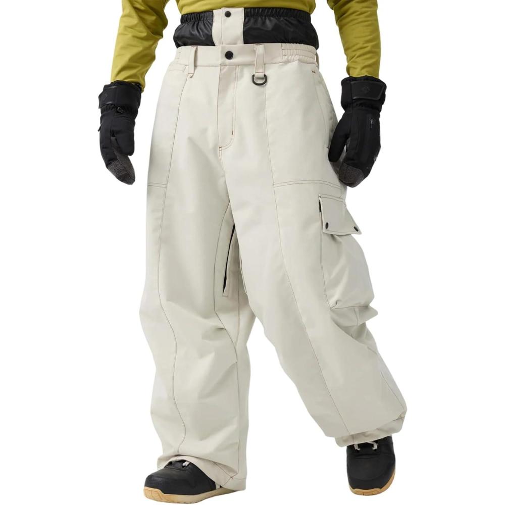 image:imageGSOU SNOW Womens Mens Snowboard Pants Baggy Ski Snow Pants Loose Cargo Sport Outdoor Insulation WaterproofBeige