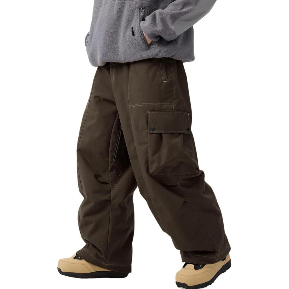 image:imageGSOU SNOW Womens Mens Snowboard Pants Baggy Ski Snow Pants Loose Cargo Sport Outdoor Insulation WaterproofDark Coffe