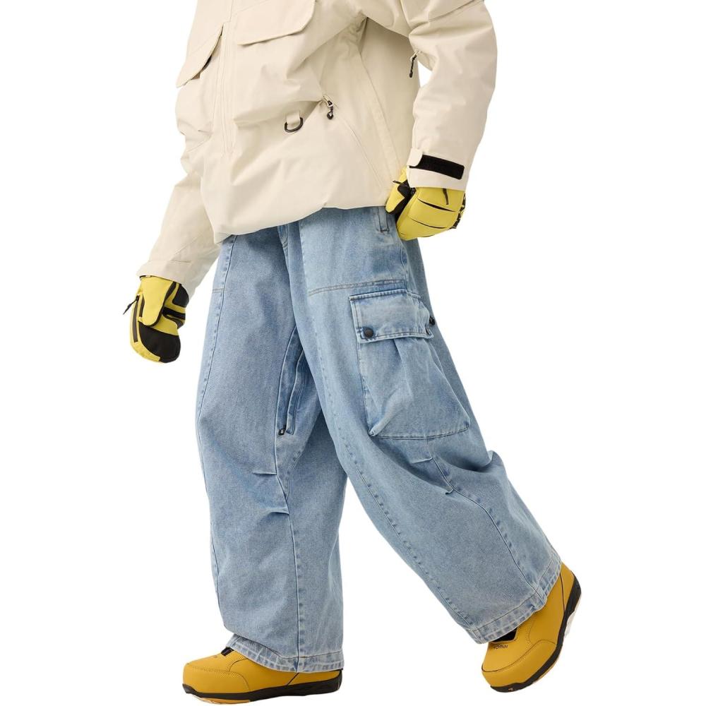 image:imageGSOU SNOW Womens Mens Snowboard Pants Baggy Ski Snow Pants Loose Cargo Sport Outdoor Insulation WaterproofNavy