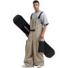 GSOU SNOW Baggy Snowboard Bibs Women Men Ski Pants Loose Fit Overalls Insulated Winter Outdoor Sports Wear(Coffee)