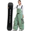 GSOU SNOW Baggy Snowboard Bibs Women Men Ski Pants Loose Fit Overalls Insulated Winter Outdoor Sports Wear(Green)