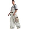 GSOU SNOW Baggy Snowboard Bibs Women Men Ski Pants Loose Fit Overalls Insulated Winter Outdoor Sports Wear(Grey 1)