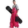 GSOU SNOW Baggy Snowboard Bibs Women Men Ski Pants Loose Fit Overalls Insulated Winter Outdoor Sports Wear(Rose 1)