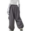 GSOU SNOW Men Snow Pants Baggy Snowboard Pants Women Ski Pants Sport Insulated Loose Waterproof Windproof Winter Hiking Warm(Grey)