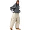 GSOU SNOW Men Super Baggy Ski Pants Loose Snowboard Pants Women Snow Sport Insulated Waterproof Windproof Outdoor Sport(Beige)