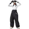 GSOU SNOW Men Super Baggy Ski Pants Loose Snowboard Pants Women Snow Sport Insulated Waterproof Windproof Outdoor Sport(Black)