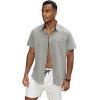 GSOU SNOW Mens Fishing Shirts Short Sleeve Button Up Hiking Shirt Cooling Quick Dry Vented(Beige 1)