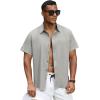 GSOU SNOW Mens Fishing Shirts Short Sleeve Button Up Hiking Shirt Cooling Quick Dry Vented(Beige 1)