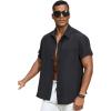 GSOU SNOW Mens Fishing Shirts Short Sleeve Button Up Hiking Shirt Cooling Quick Dry Vented(Black 1)