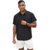 GSOU SNOW Mens Fishing Shirts Short Sleeve Button Up Hiking Shirt Cooling Quick Dry Vented(Black 1)