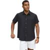GSOU SNOW Mens Fishing Shirts Short Sleeve Button Up Hiking Shirt Cooling Quick Dry Vented(Black 1)